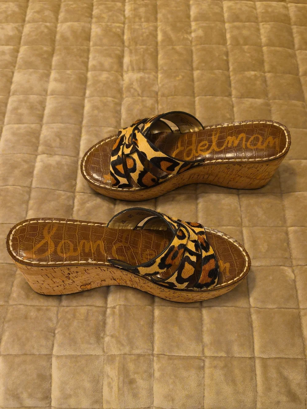 Sam Edelman Leopard Cork Platform Wedge Sandals